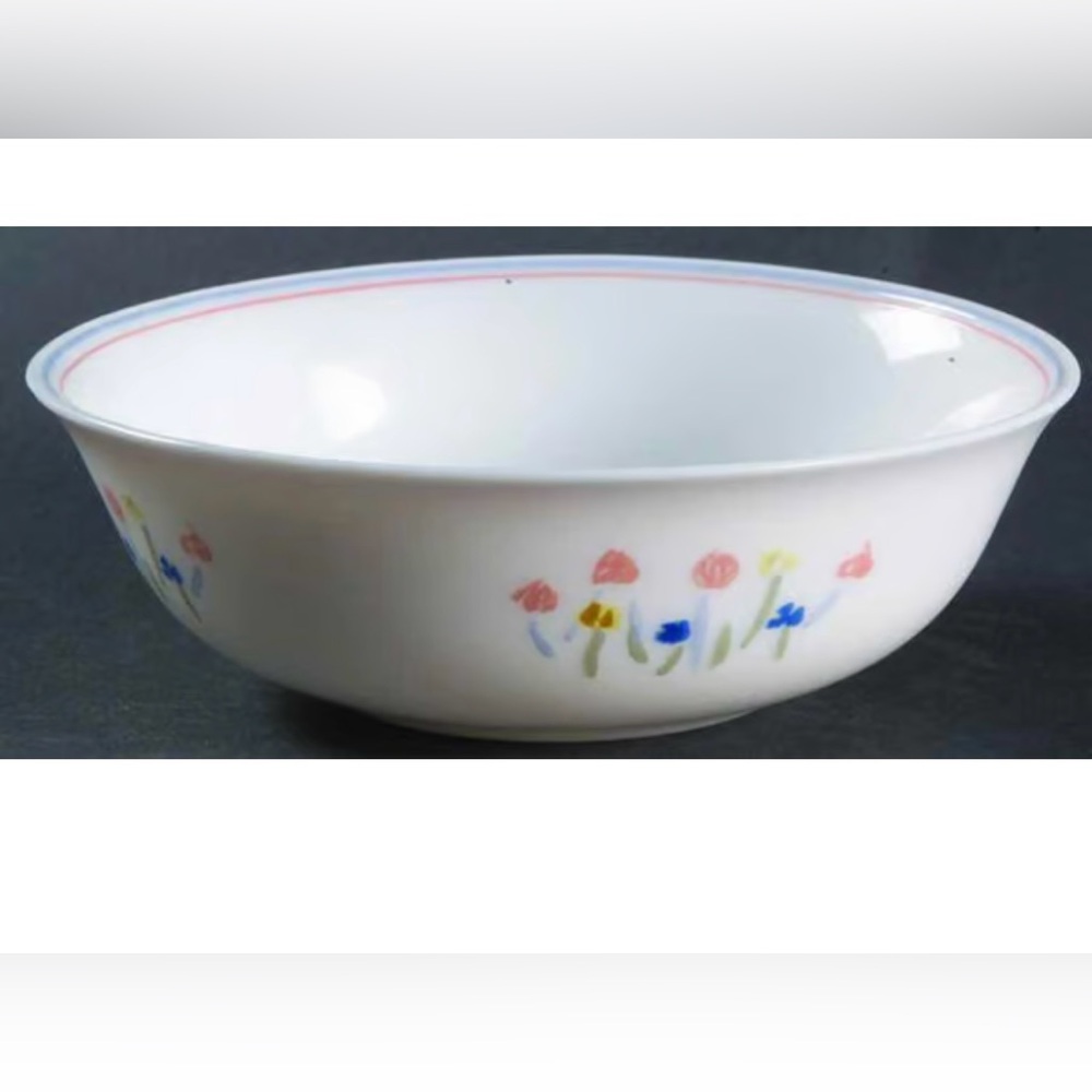 Arcopal France Pastoral Cereal Bowl Vintage Milk Glass  set of 7.